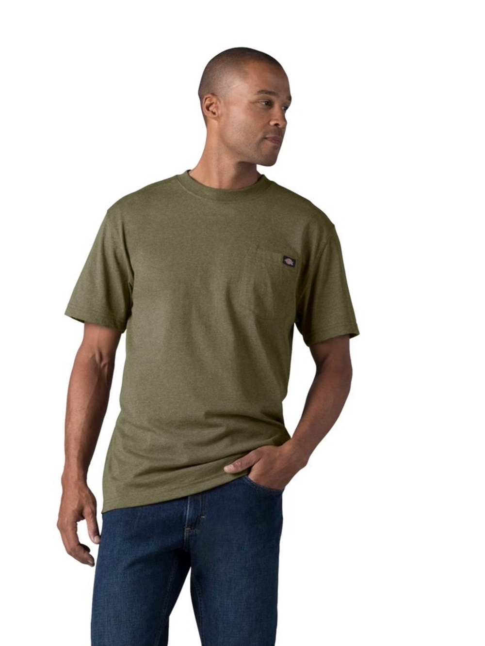 Dickies Men’s Heavyweight Short Sleeve Pocket Tee in Heathered Green. Size 2XLT